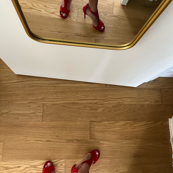Gently used Jimmy Choo Red Suede T strap heels - Picture 15 of 15